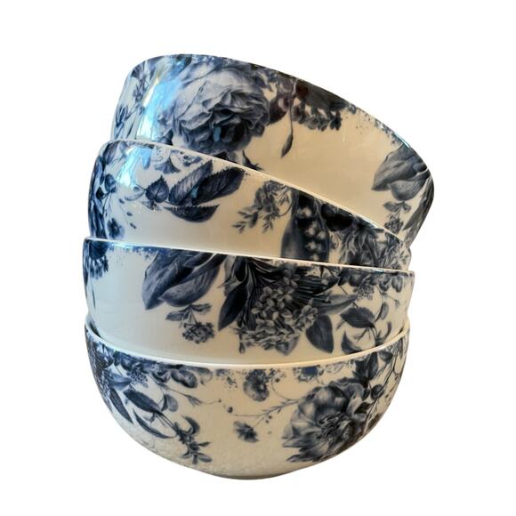 Mikasa PIPPA 
Blue & White Floral Bone China 6" Soup Bowls Set of Four New - Picture 9 of 13